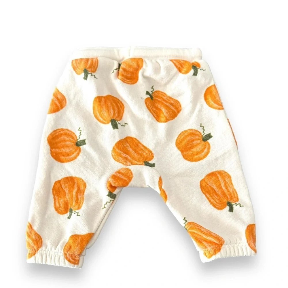 Old Navy Unisex 0-3M Pumpkin Crew Neck Sweatshirt & Sweatpants Set Never Worn
